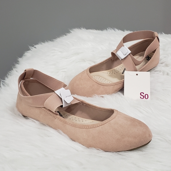 SO Brand Kohls Size 7 BLUSH MAUVE Ballet Flats Slip On Shoes Women's Teen Junior
